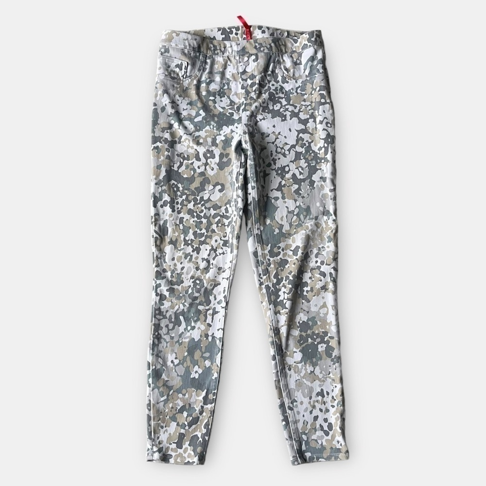 Spanx Skinny Jeans Floral Camo Beige Gray Size Large / 10 Mid Rise Jeggings